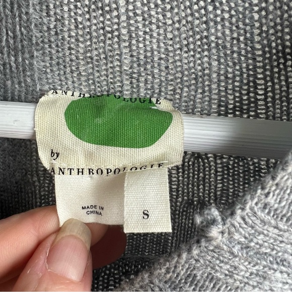 Anthropologie Arsenau Gray Ribbed Dress with Yellow Trim - Picture 7 of 13